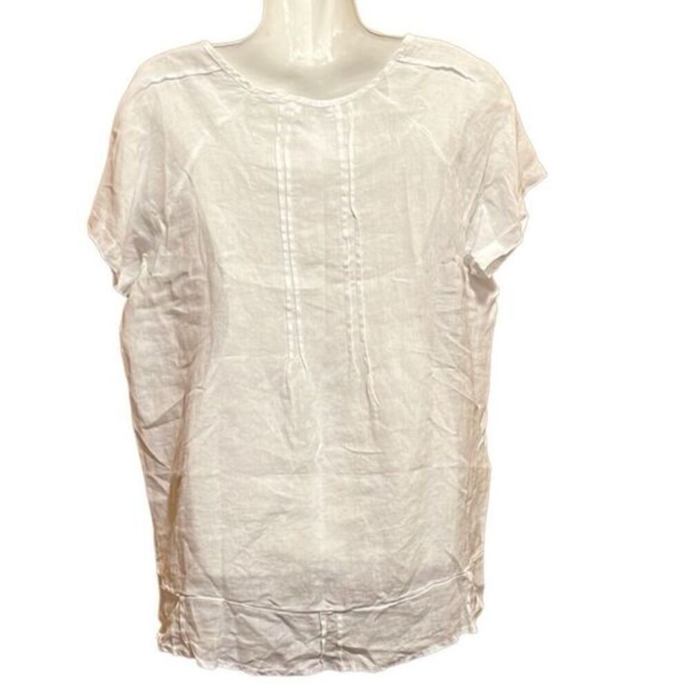 Russ Berens top S 100% linen white pintuck cottage romance graceful ladylike - Picture 3 of 10